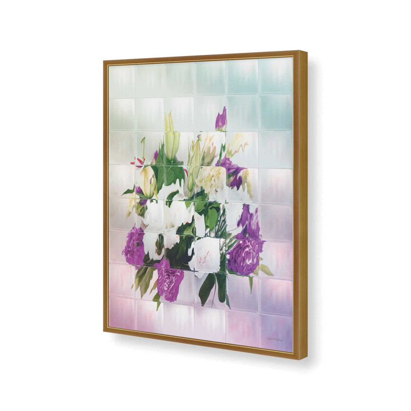 «Petal Grid» par Seven Trees Design, reproduction d'art, 18 W x 24 H, Gold, Framed Print