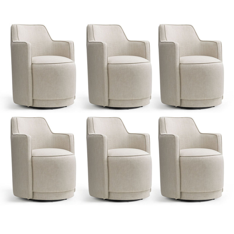 Fauteuil de salle à manger pivotant 19 po rembourré en tissu entièrement assemblé, Beige