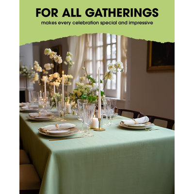 Rectangle Linen Tablecloth Waterproof & Stain Resistant, Wrinkle-Free Table Cloth Adds Elegance And Protection, Ideal For Dining, Party, Wedding And Outdoor, 60 X 84 Inch, Sage Green