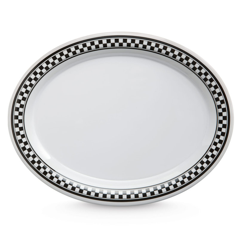 GET OP-950-X Assiette de service ovale en mélamine 9,75 po x 7,25 po, Diamond Chexers (ensemble de 12)