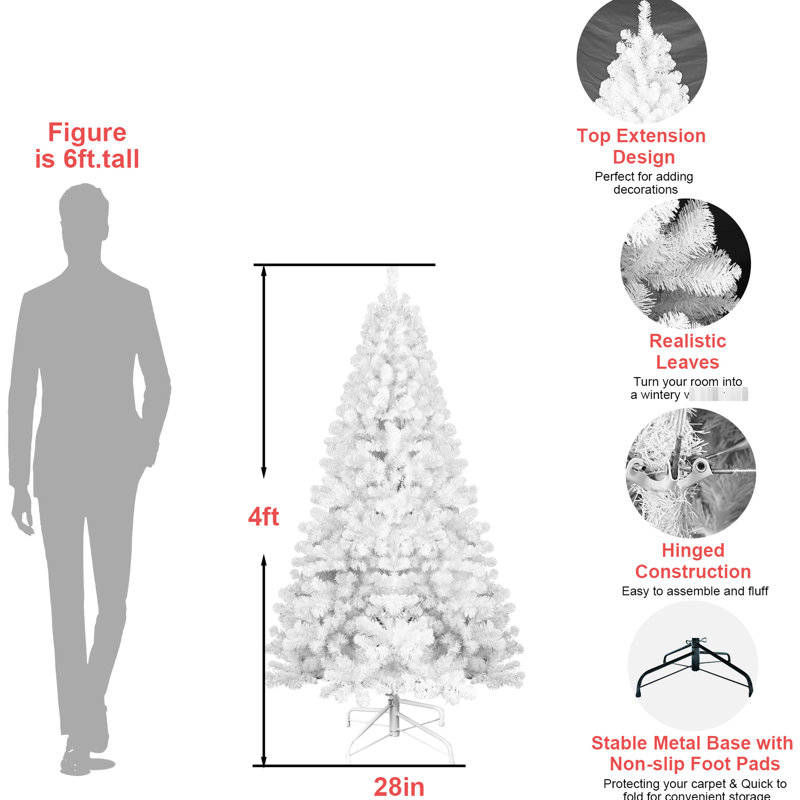 Arbre de Noël blanc de 9 pi avec branches en fil mémoire, 1910 pointes à charnières, égayer les fêtes dans les bureaux modernes, installation rapide et facile pour la maison, pas besoin de bourre