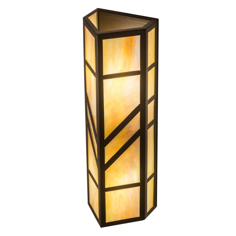 Chandra Wall Light, 22" H x 7" W x 6.5" D, Beige Iridescent Art, Oil Rubbed Bronze