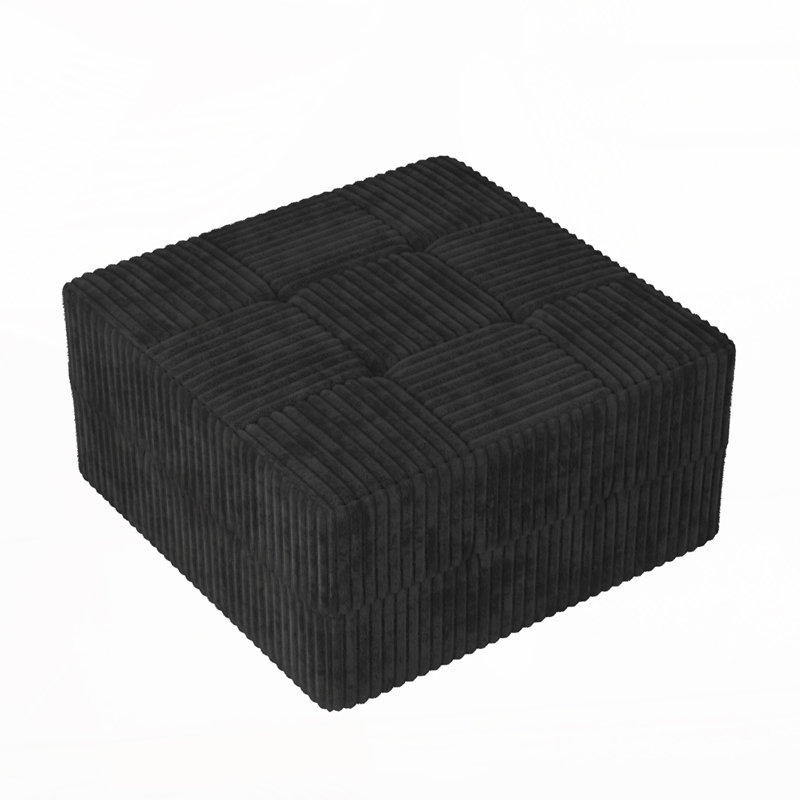Corduroy Ottoman, Black