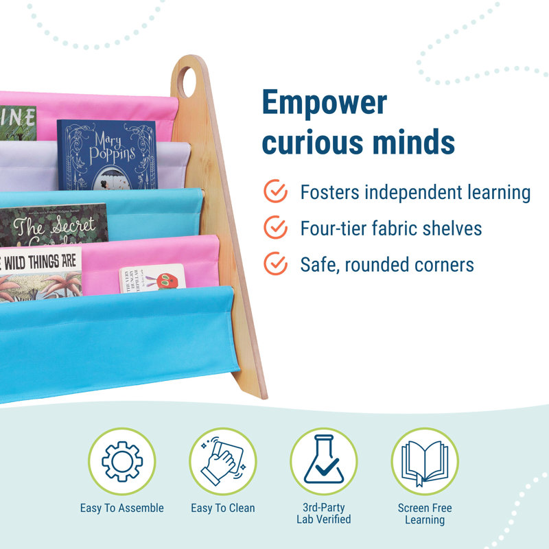 Bibliothèque pour enfants Wildkin Sling, Rose / Mauve / Bleu