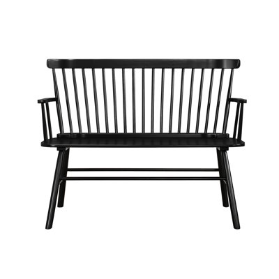 Solid Black Wood Arm Rest Chair In Style With Spindle Back Feature