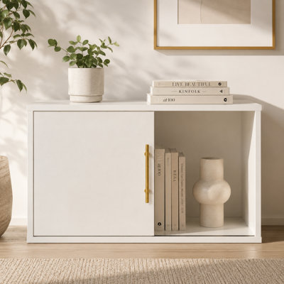 Cube de rangement 24 po avec porte coulissante blanche