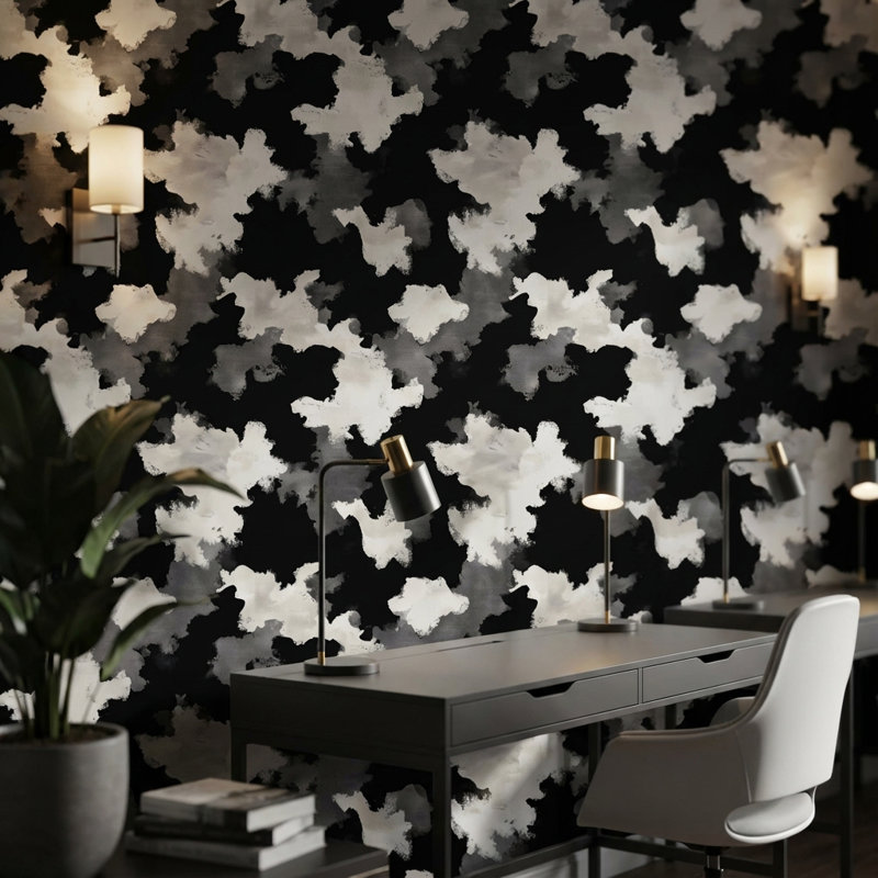 Papier peint abstrait camouflage mural