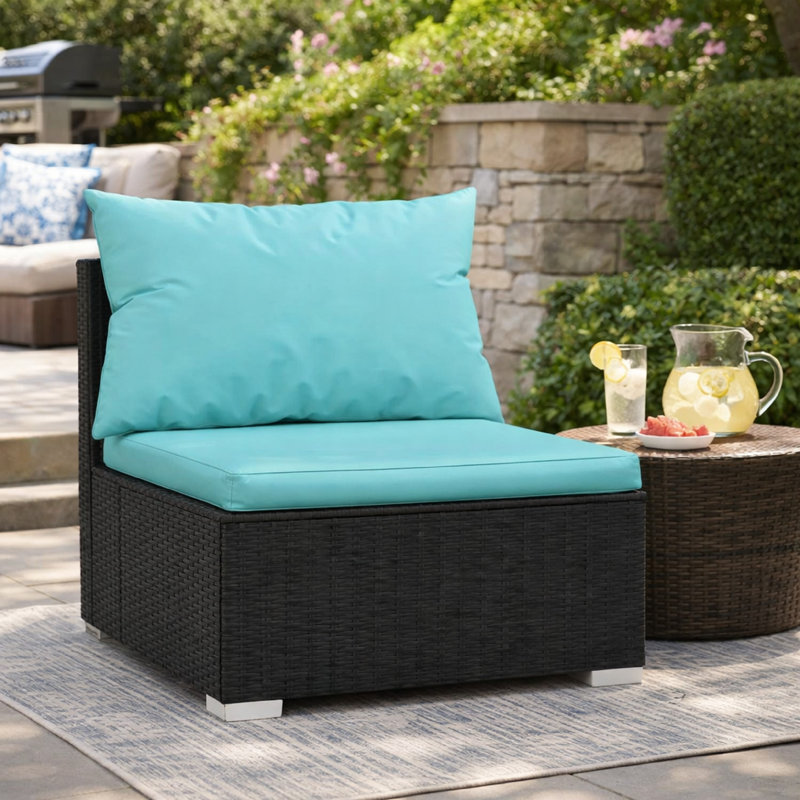 Canapé modulaire d'extérieur Sific, bleu turquoise, 28 pouces