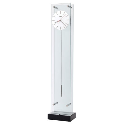 Echo Modern Grandfather Clock, Tempered Glass and Stainless Steel, Touch Controlled LED Lighting