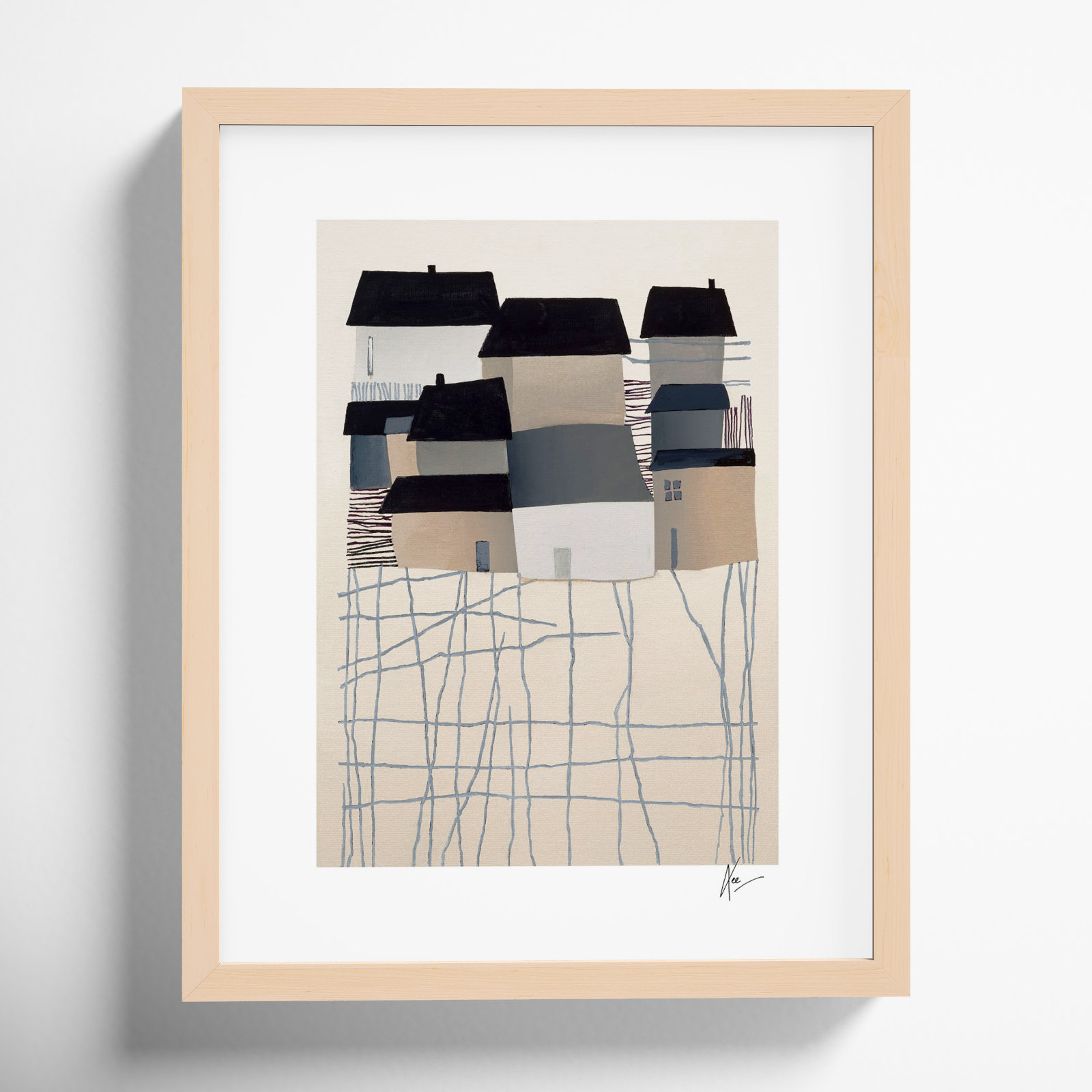 Village by Lee Lessem, 20" H x 16" W x 1.25" D, Maple