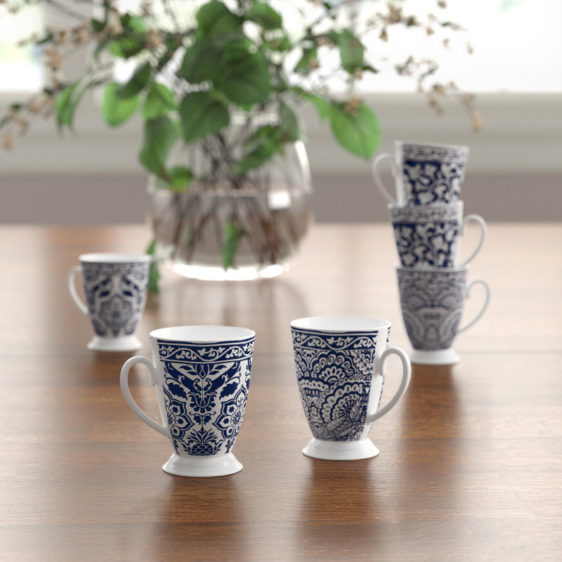 Blue and White Footed Mug
