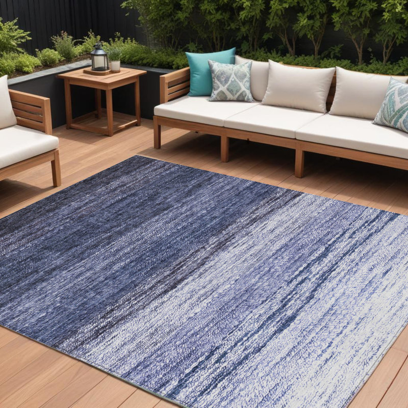Tapis intérieur lavable dégradé bleu marine et ivoire 9 pi x 12 pi