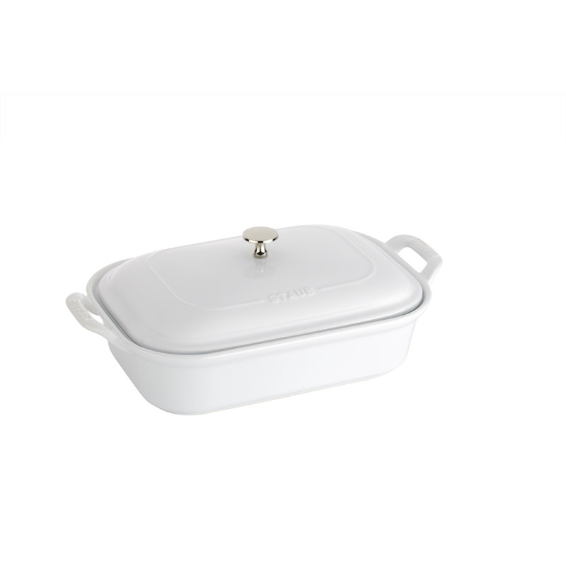Staub Ceramics Rectangular Covered Baking Dish with Lid, White