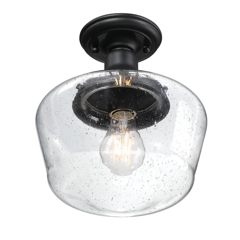 Outdoor Semi Flush Mount, Textured Black