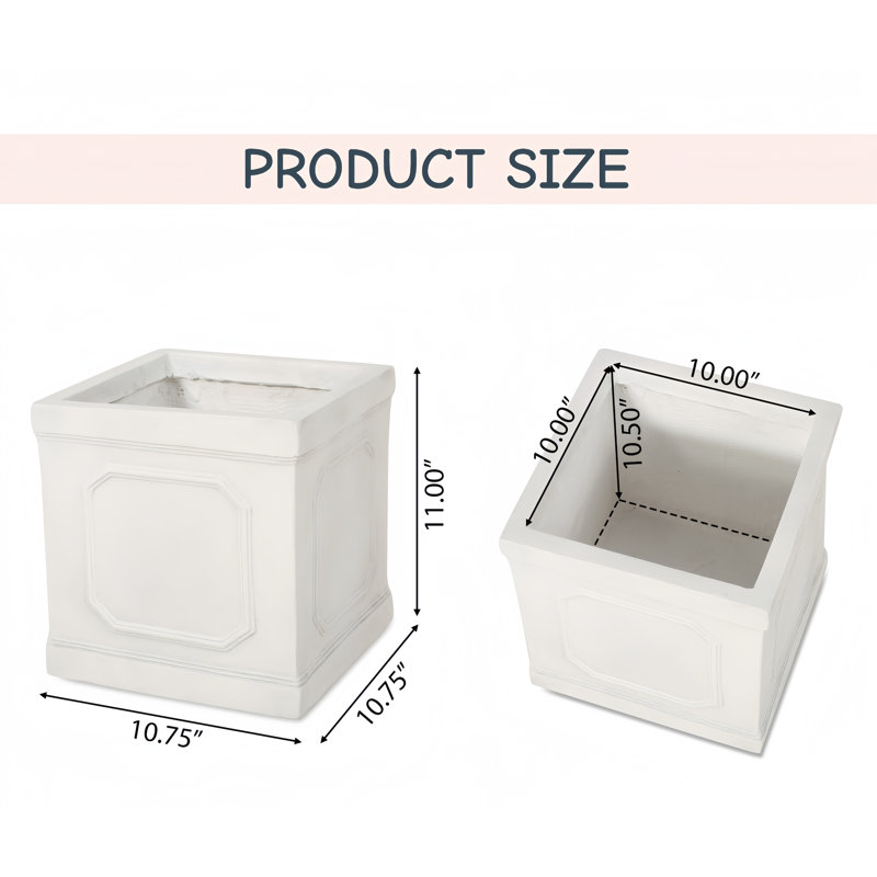 Lightweight Mgo Small Faux-Stone Planter, 11'' H X 10.75'' W X 10.75'' D