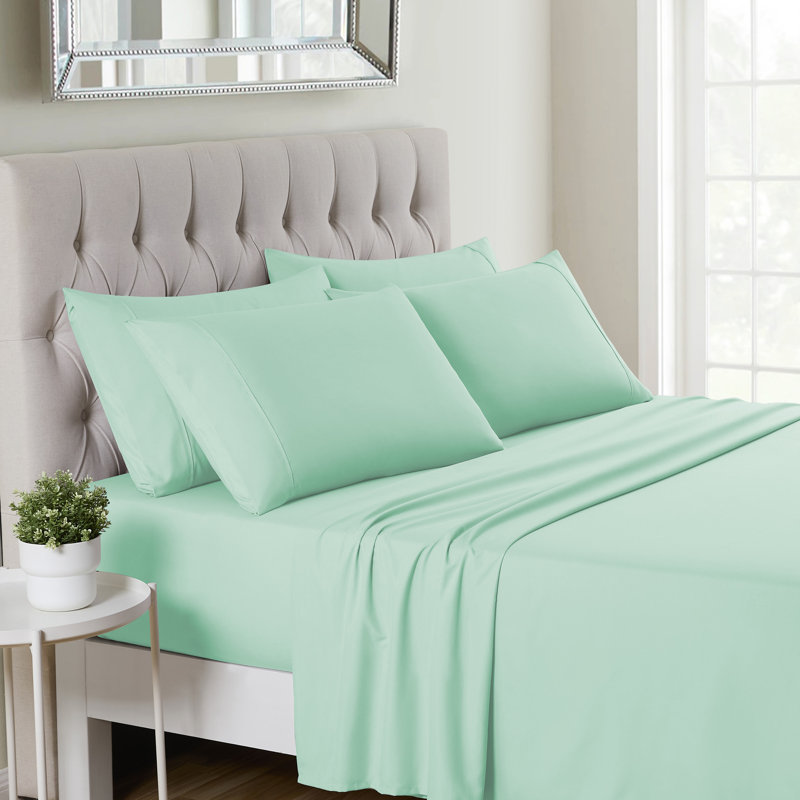 Ensemble de draps luxueux en microfibre douce avec taies d'oreiller en prime, Menthe