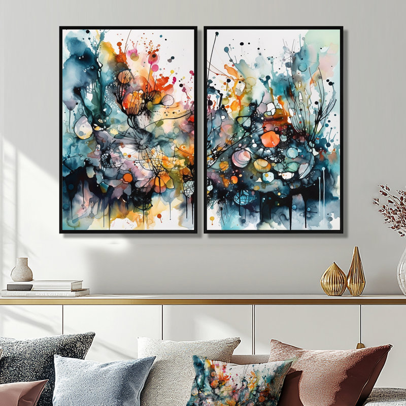 Captivating Boho Dance II - Art mural abstrait, Black, 36" H x 48" W, Impression encadrée flottante