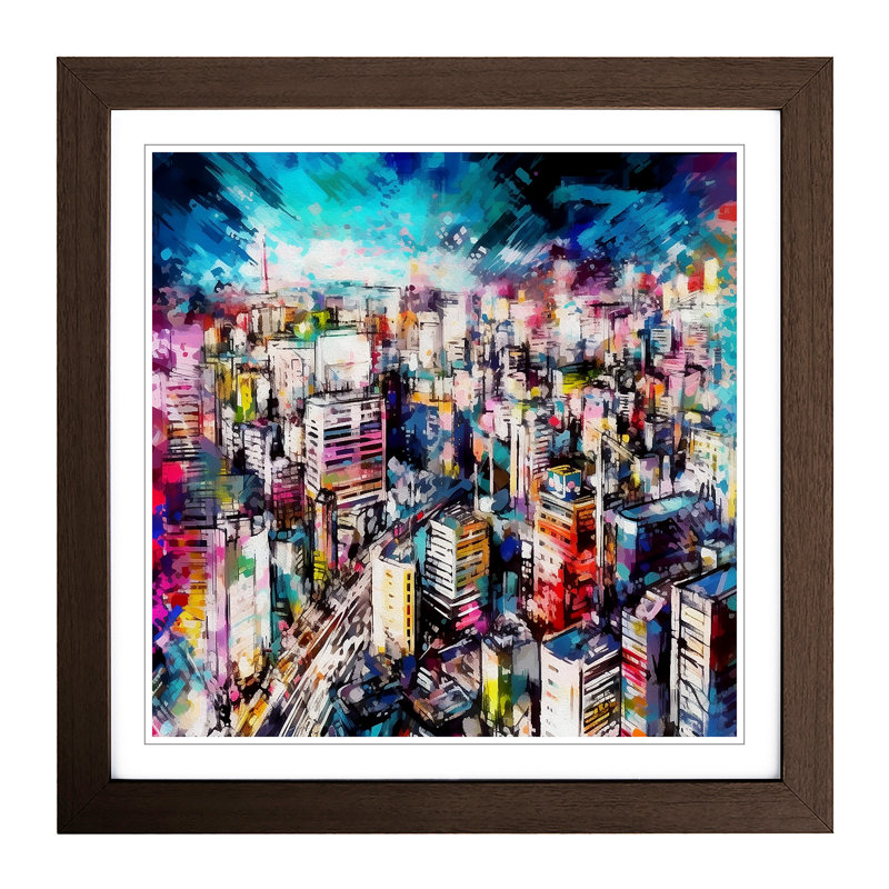 City of Tokyo Abstract Art - Framed Print, Walnut