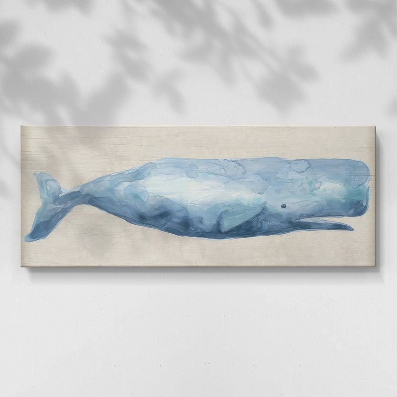 Baleine rustique I - Toile tendue avec châssis - Prêt à accrocher, H 20 po x l 50 po