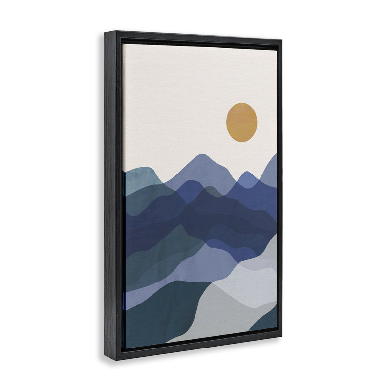 «Blue Layered Mountains Floater» par JJ Design House LLC, H 25 po x l 17 po, Cadre flottant noir de jais