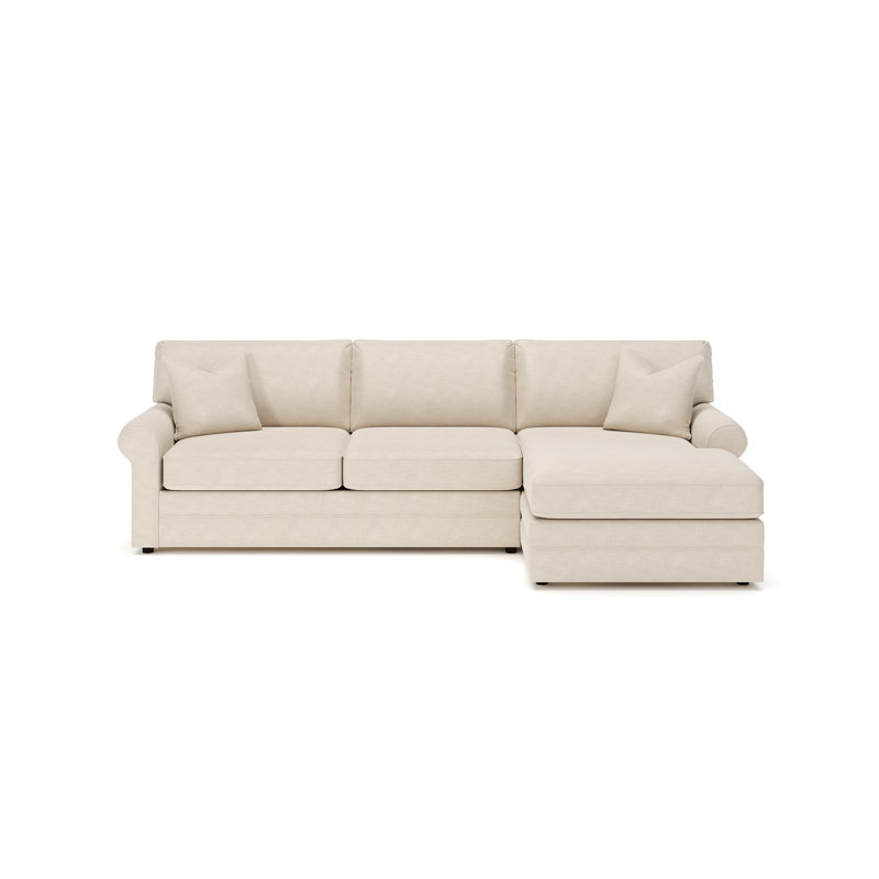 Charlie 2-Piece Sofa With Chaise Sectional, Conversation Ivory, Cruise Adrift