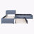 L-Shaped Upholstered Platform Bed With Trundle And Two Drawers Linked With Built-In Desk