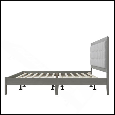 Solid Wood Platform Upholstered Headboard Bed