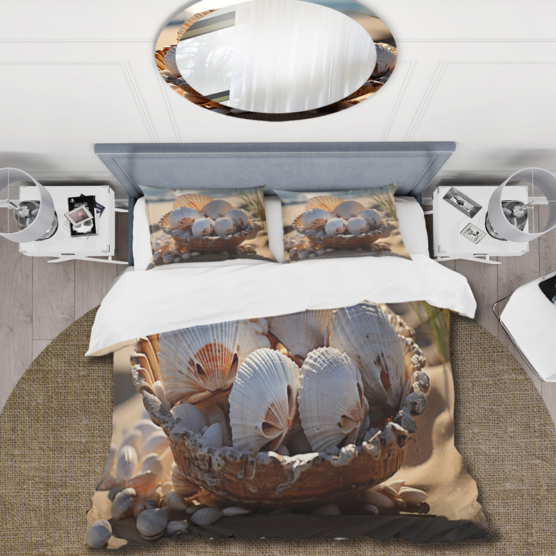 Ensemble de housse de couette en microfibre / polyester Beach Photo Seashell Sonata I
