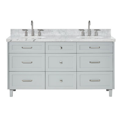 ARIEL Monroe 72 Double Sink Bathroom Vanity with Carrara Quartz Top