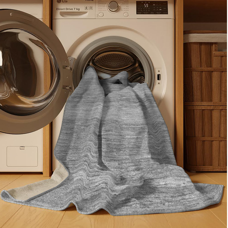 Tapis gris tissé à la machine Bieber, Rectangle 4 pi x 6 pi