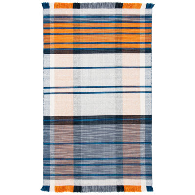Anjail Flat Weave Plaid Indoor/Outdoor Rug