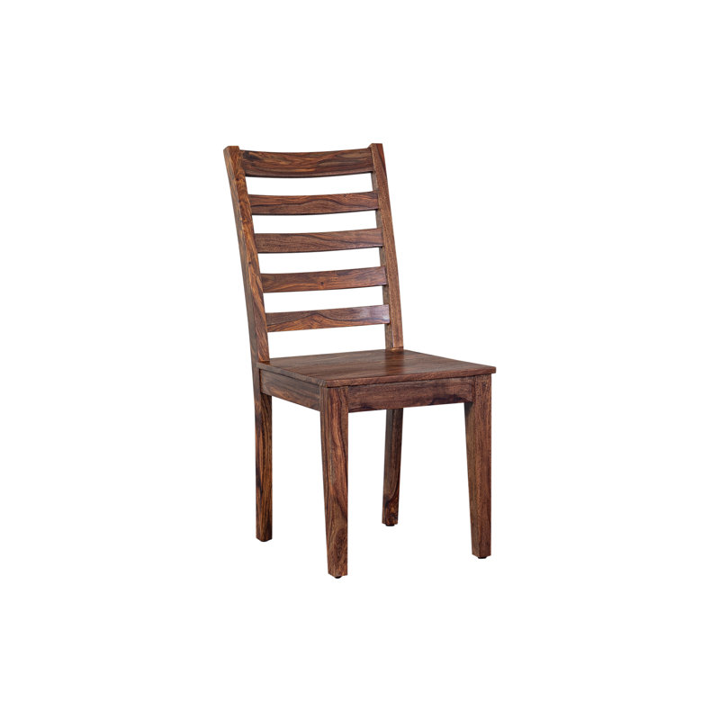 Chaise d'appoint cloutée en bois massif clermont, Marron foncé