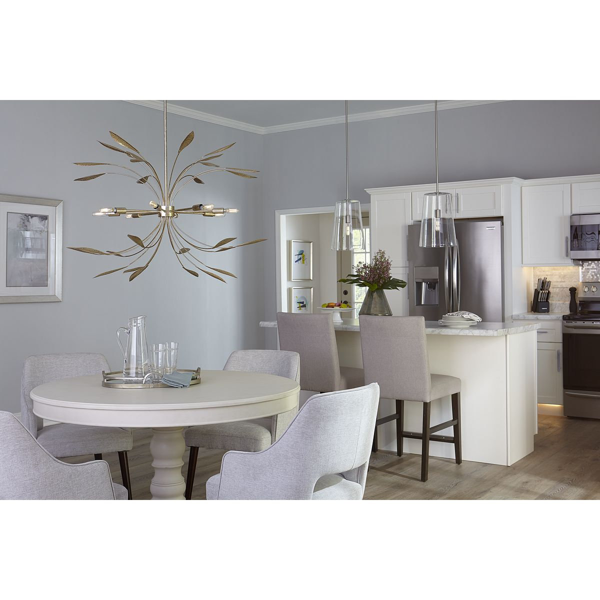 Selena Single Light Glass Dimmable Pendant, Light Silver, 15.88" H x 10.5" W x 10.5" D