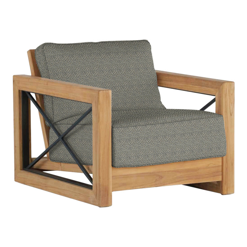 Malta Teak Outdoor Lounge Chair, Welt + Standard fill, Natural Teak, Intermix Bark