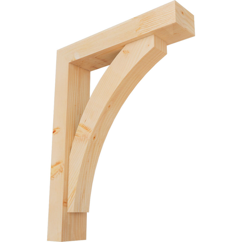 Thorton Block Bracket with Offset Brace, 34 x 26, 5 1/2"W Douglas Fir (Smooth)