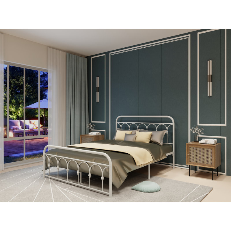 Nadeem Metal Platform Bed, Queen, White