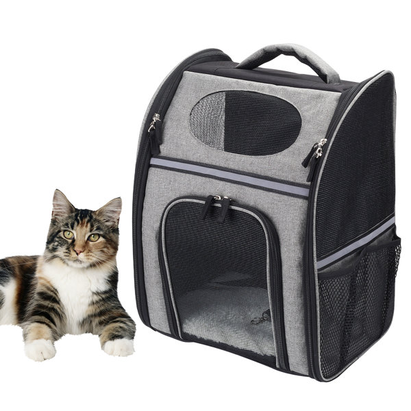 Tucker Murphy Pet™ Pet Carrier Backpack For Large/Small Cats And Dogs,  Puppies, Safety Features And Cushion Back Support For Travel, Hiking,  Outdoor Use, Black