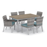 Travira And Argento Rectangular 6 - Person Powder Coated Aluminum Outdoor Dining Set with Cushions