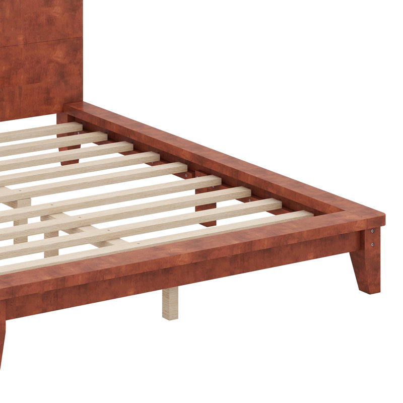 Platform Bed Frame With Headboard, Full , Brown