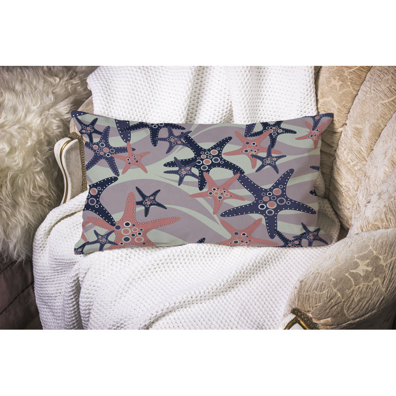 Starfish Sway  Rectangular Throw Pillow, Blue/Green