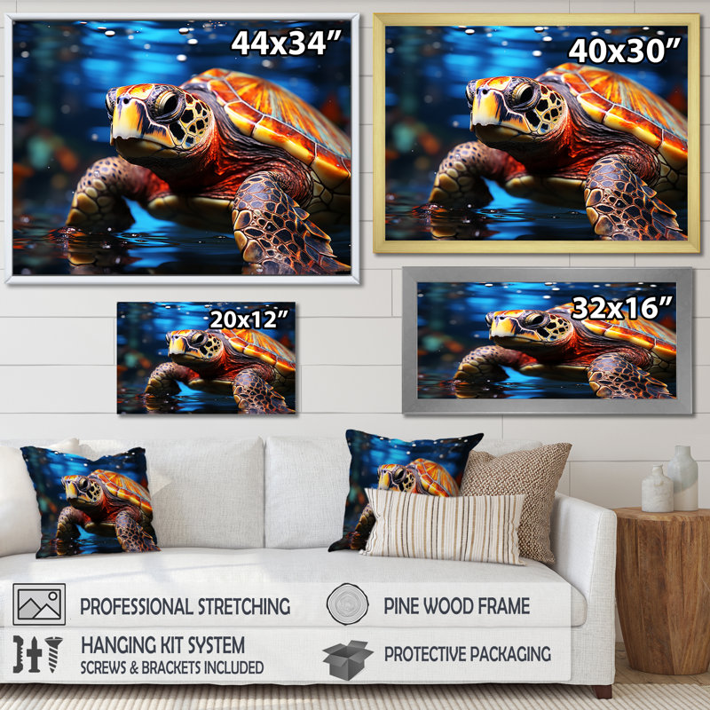 «Abstract Aquatic Journey I», reproduction sur toile, Cadre naturel flottant, H 12 po x l 20 po x P 1 po