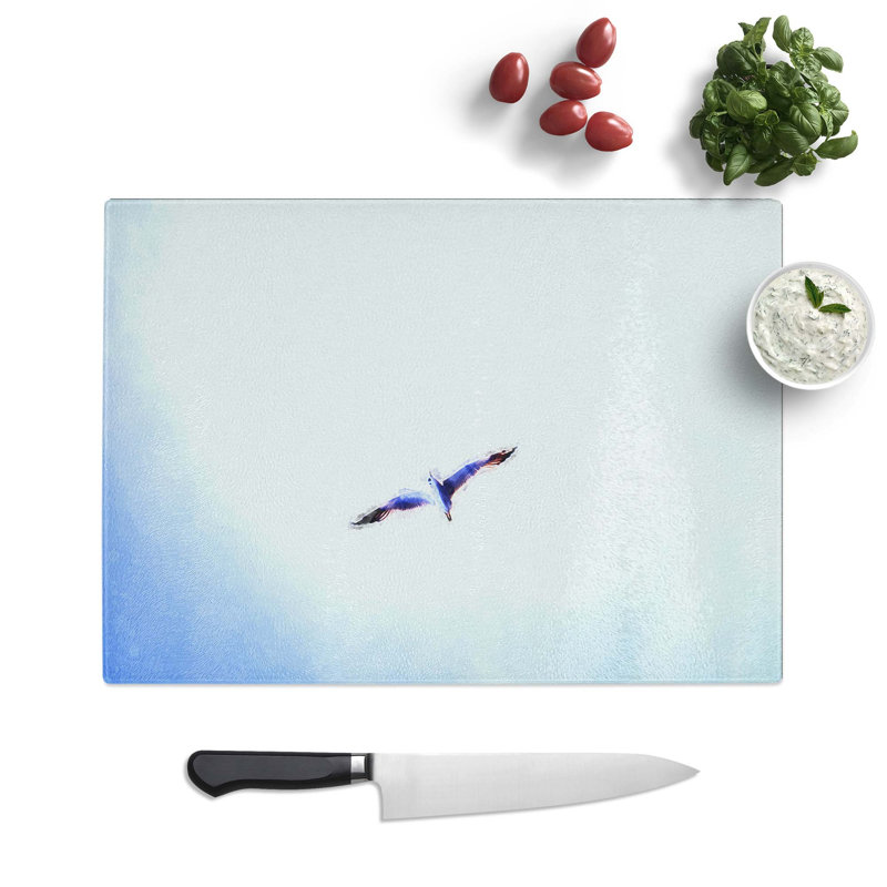 Glass Flying Seagull Abstract Art Chopping Board, 28.5 cm W x 20 cm L