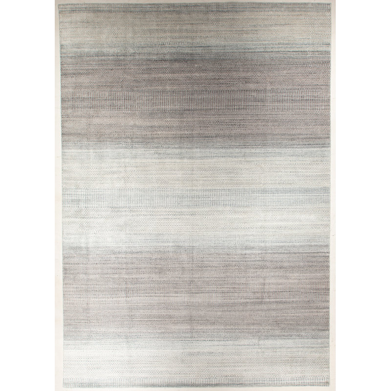 Striped Area Rug in White/Lilac, Rectangle 9' x 12'