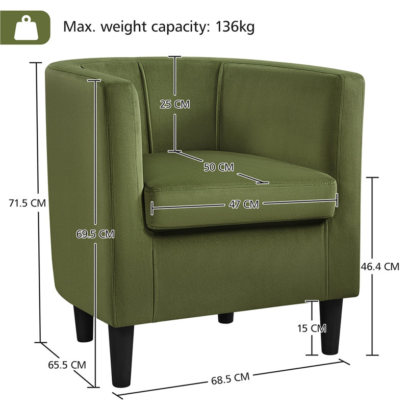 68.5Cm Wide Upholstered Tub Chair, Olive Green
