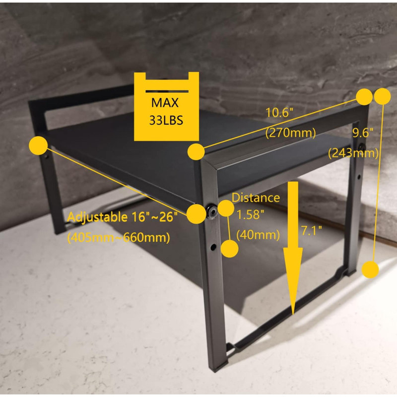 Expandable Cabinet Shelf Organizer 16-26" L Stackable Kitchen Counter Shelf Rack Stand Sink Shelf Riser Countertop Storage (Wide 10.6”D)