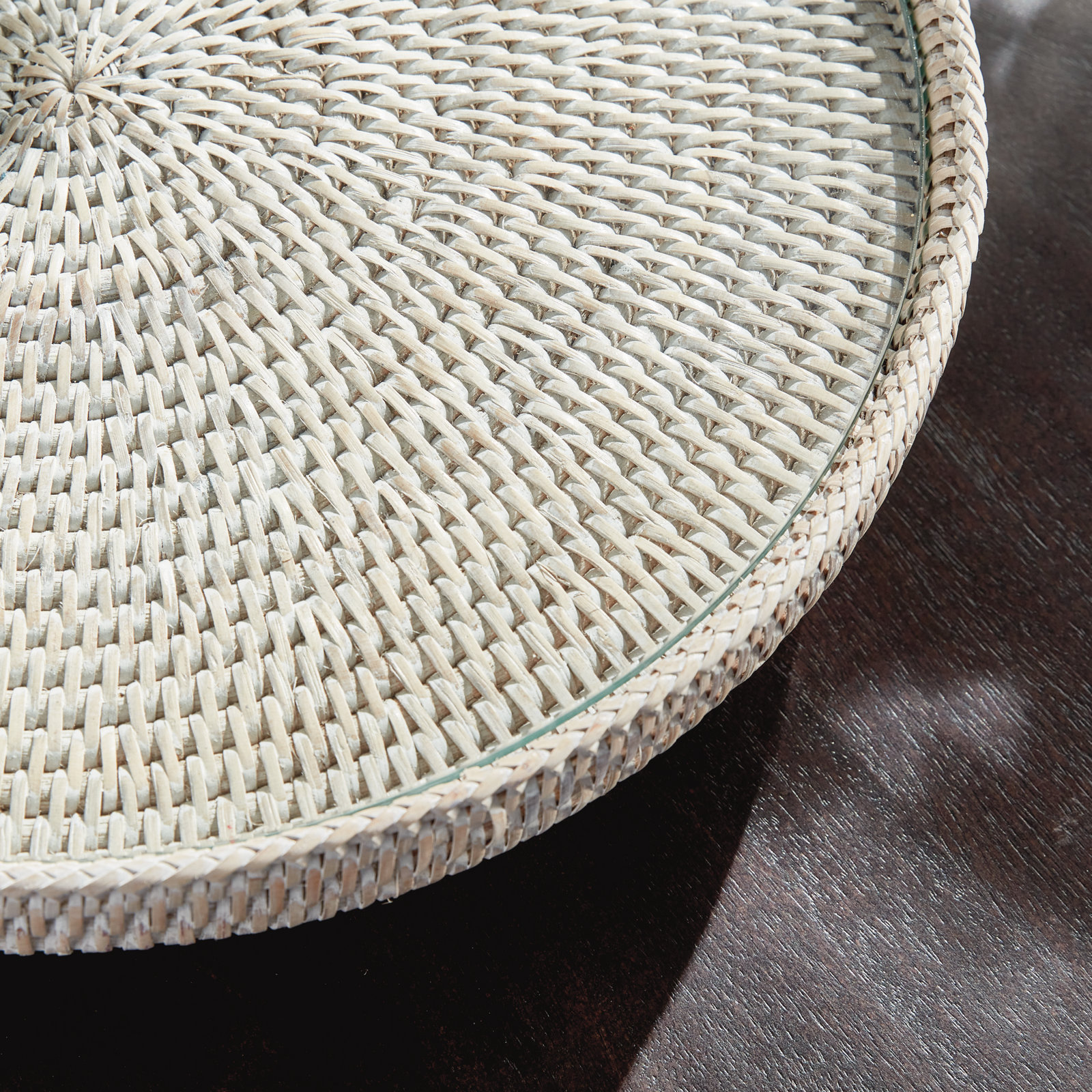 BURMA RATTAN SERVING STAND, White