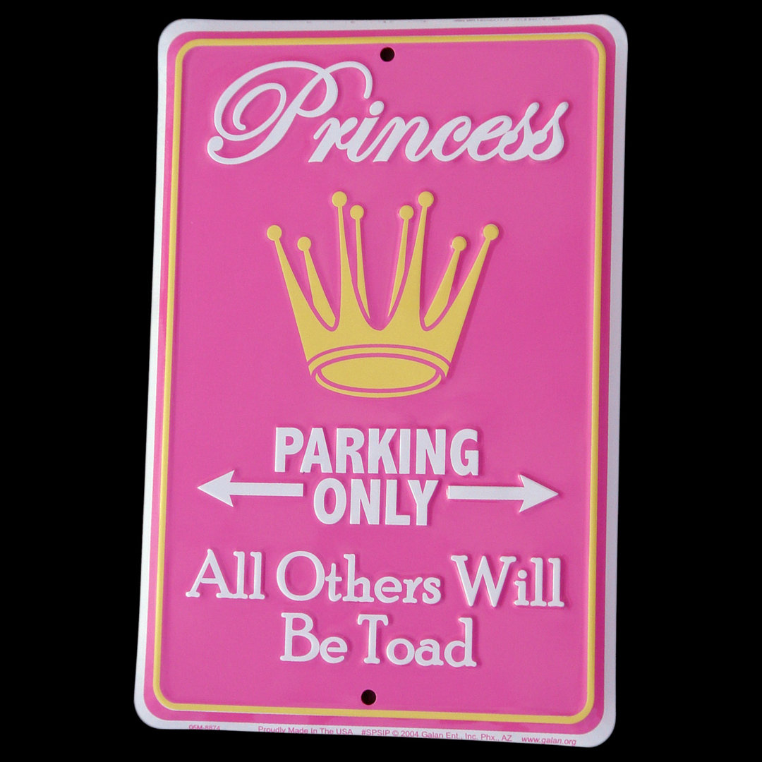 Princess Parking Only Sign All Others Will Be Toad Tin Metal Sign Treasure Gurus