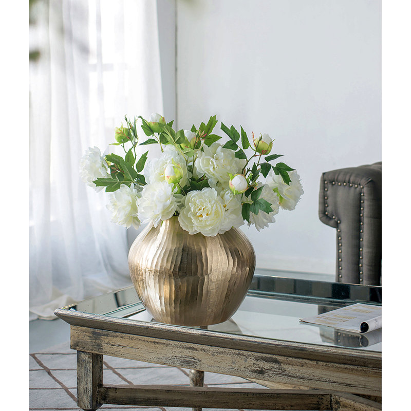 Vase à fleurs en aluminium, Hauteur totale - 9 po