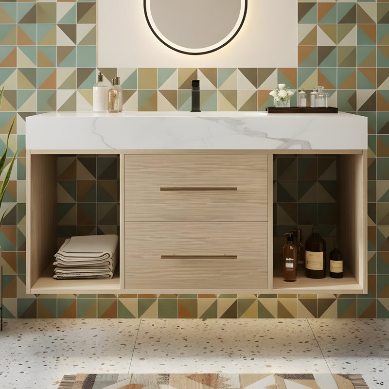 Meuble-lavabo flottant avec lavabo en céramique
