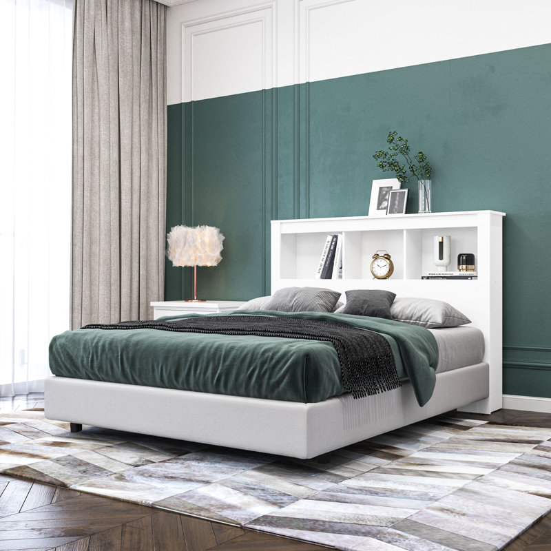 Annedoris Bookshelf Headboard, White, Full